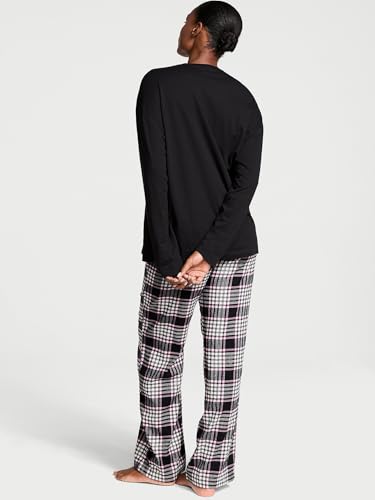 Victoria's Secret Tee Pajama Set, Long Sleeve Cotton T Shirt and Flannel Pants, Sleepwear for Women (XS-XXL)2