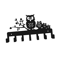DECOMELODY Heavy Duty Owl Coat Hook Rack Wall Mounted Hanging Coat Rack for Keys Clothes Hats Decorative Iron Art Organizer for Hallway Bedroom Bathroom