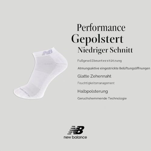 New Balance Damen Performance Cushioned Socks-6 & 12 Pairs-Moisture Wicking Low Cut, Weiß (6 Paar), Medium – Ansicht 6
