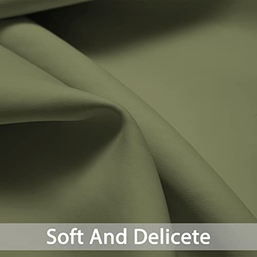 Yakamok Window Treatment Kitchen Drapes - Plain Solid Grommet Top Short Curtains for Kitchen Window(52Wx36L, Sage, 2 Panels)