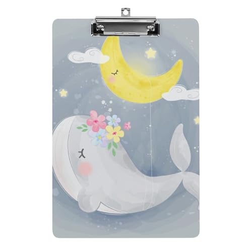Porte-bloc A4 baleine mignonne avec pince à profil bas