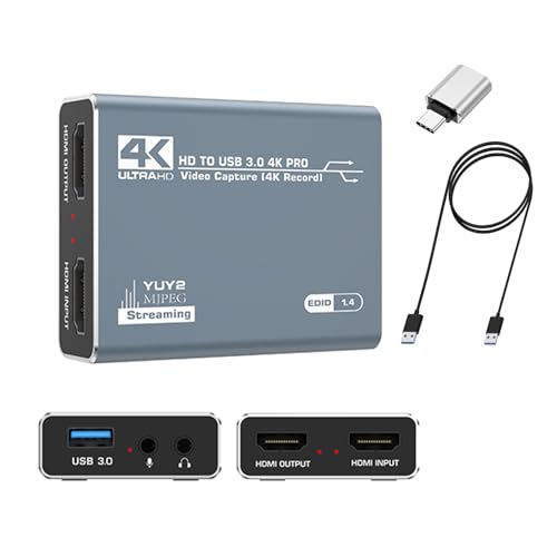 HDMI to USB 3.0 Capture Card for Streaming Work with Camera/Xbox/PS4/PS5/PC/OBS Compatible High-Definition Capture Card with Audio for PC Mobile Gaming Camera Streaming & Recording Video Capture Box