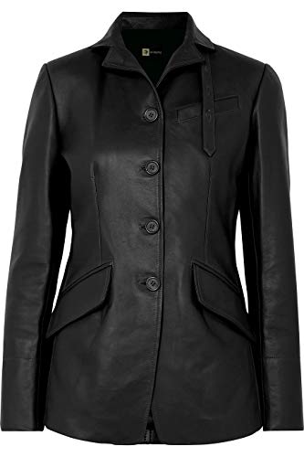 GetYouStyle Women Blazar Trench Coat Designer Real Leather Jacket Missy (Regular and Plus Size and Short) Black