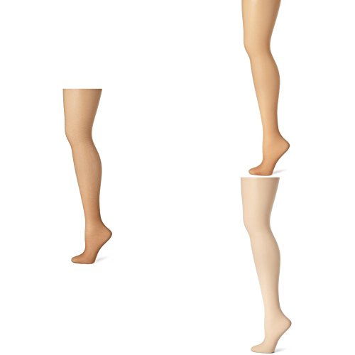 Hanes Women's Control Top Sheer Toe Silk Reflections Panty Hose, Barely There/Little Color/Travel Buff, A/B