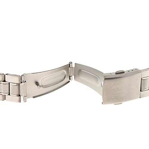 Image of Men Watch Band Solid Stainless Steel Strap Silver Folded Clasp 20mm