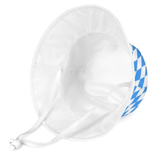 Blue Diamond Shaped Bavarian FlagChildren's Bucket Hat for Boys and Girls, Breathable Summer Beach Hat52cm3