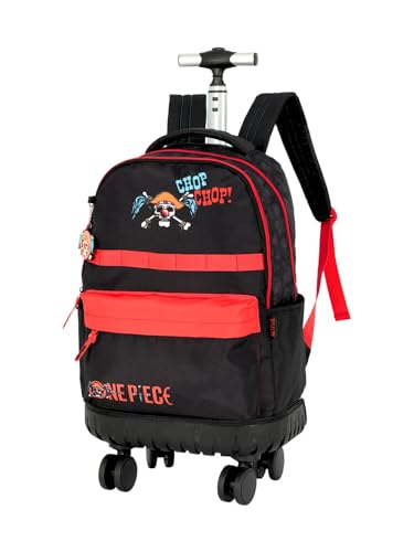 Kit Mochila Rodinha e Lancheira One Piece masculina By Luxcel Ref 49432 (VERMELHA)