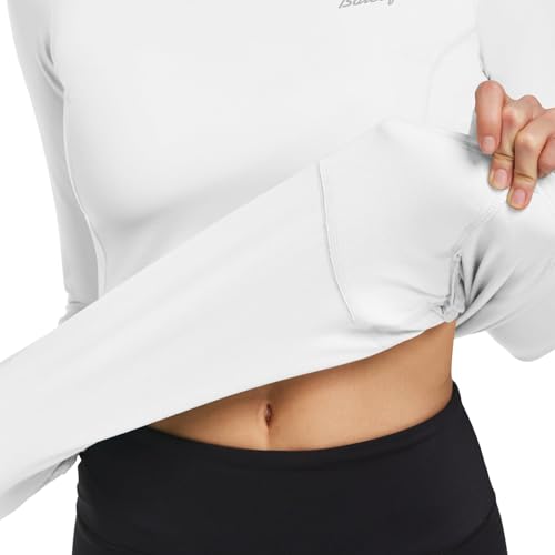 baleaf Thermal Shirts for Women Long Sleeve Fleece Tops Running Workout Cold Weather Gear Compression Zipper Pocket3