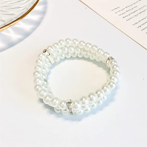 JIHUOO 4 pezzi braccialetto di perle finte bianco