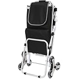 Utility Carts, Stair Climbing Cart 50L Foldable Shopping Cart with Waterproof Bag and Seat, Portable Rolling Crate for Groceries, Books, and Office Use