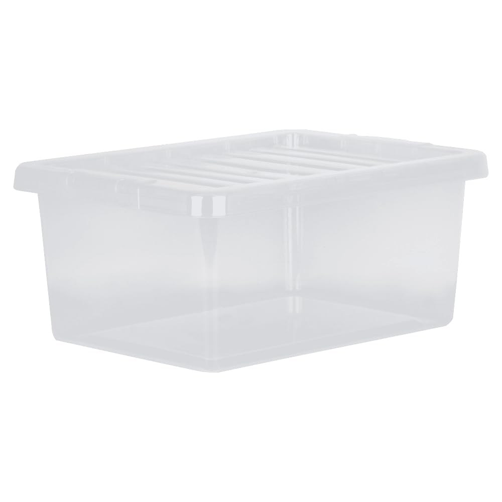 Matangi Plus [𝐏𝐚𝐜𝐤 𝐨𝐟 𝟑] Plastic Transparent Storage Box with Lid Crystal Clear Storage Container Under-Bed Organiser (14L)