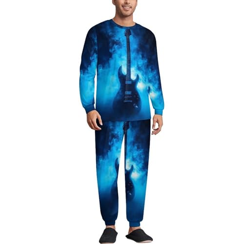 Guitar Music Mens Pajamas Set Long Sleeve Sleepwear Pjs Set Shirts And Bottoms Sleep Sets Loungwear