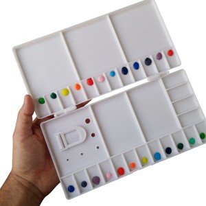 Charmed Large Plastic Folding Paint Palette Box 33 Wells for Watercolor,Gouache, Acrylic and Oil Paint (1)