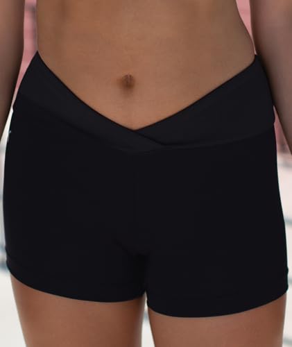 Cheer V-Waist Athletic Shorts for Girls - Soft High-Waist Workout Shorts3