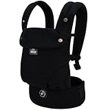 Bebamour Babytrage für 3,6-14,9 kg, ergonomisch, bequem, Baumwolle, Vorder- und Rückseite, Schwarz