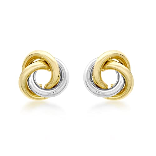 Clous nœud or bicolore boucles d'oreilles anti-allergie 9 ct 10mm