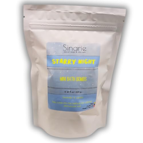 Sinarie Soaps Starry Night Bath Bombs - Colorful, Fizzy, and Relaxing with Natural Essential Oils (8 oz.)