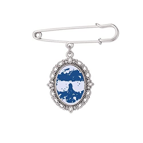 Broche ronde avec lunettes bleues, création Medium haut de gamme pour tenue élégante