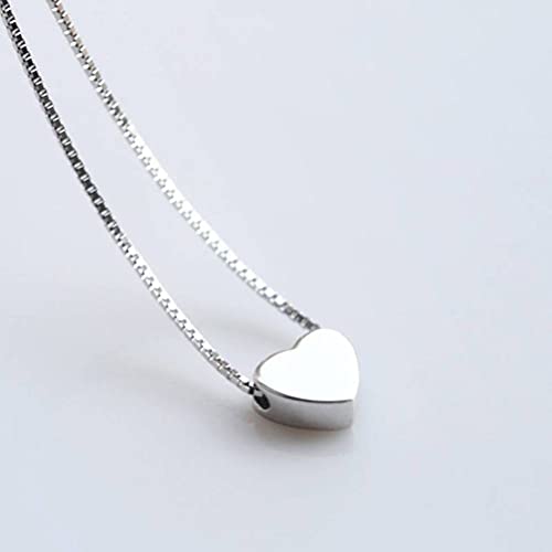 BEWITCHYU 925 Collier en Argent Pendentif Chaîne Clavicule Courte Pendentif Coeur D'Amour Bijoux en Argentcollier en argent s925
