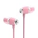 UiiSii U5 Pink Headphones with Microphone and Volume Control Earbuds with Tangle Free Flat cable