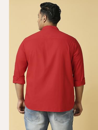 Image of Thomas Scott Mens | Full Sleeve | Solid Plain Color | Regular Fit | Plus Size | 100% Cotton | Mandarin Collar | Casual | Shirt