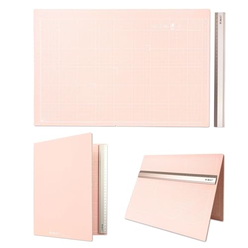 iMAT Flip Cutting Mat Magnet Set, Aluminum Ruler & Cutting Mat Magnet, Enlarged A3 (Cm Version), 32x48 cm (12.6