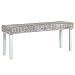 Produktbild Bulufree Sitzbank 110 cm Bettbank Polsterbank Küchenbänke Esstischbänke für den Innenbereich Weiß Natur Kubu-Rattan und Massivholz Mango
