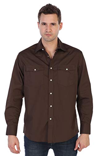 Gioberti Men’s Solid Long Sleeve Western Shirt with Pearl Snap-on Buttons