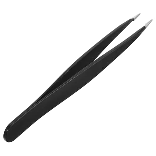 SOLUSTRE Pinzas de Cejas de Acero Inoxidable Grueso Precisión para Depilación de Facial y Cejas Herramienta Profesional para Hombres y Mujeres Color Negro