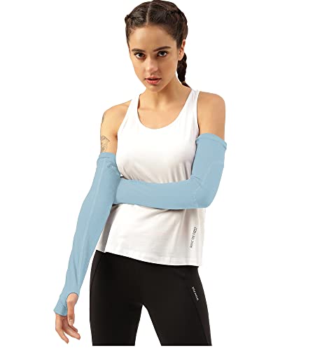 Image of Freecultr Women Breathable Bamboo Cotton Antibacterial Arm Sleeves with Built-in Gloves | Soft, Sweat-Wicking & Skin-Friendly