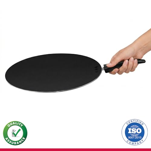 Image of IBELL 3-Layer Durable Aluminium Non-Stick Tawa 290mm | Big Dosa, Roti, Chapati & Pathiri Pan | Scratch-Resistant Interior | Even Heat Distribution | Black
