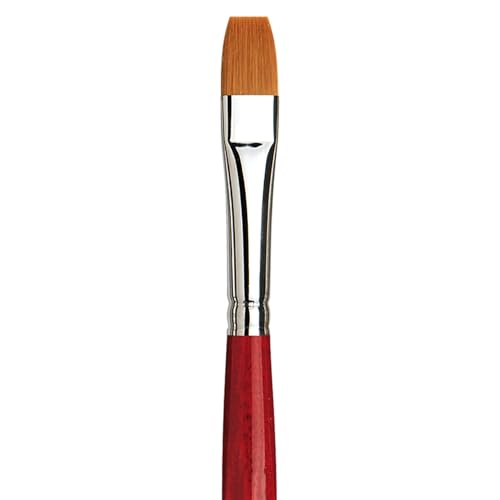 Image of da Vinci Watercolor Series 5880 CosmoTop Spin Paint Brush, Flat Synthetic with Red Handle, Size 12 (5880-12)