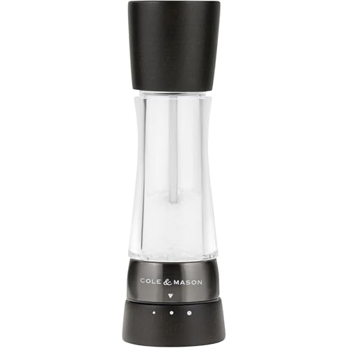 Cole & Mason Derwent Salt Mill - Gourmet Precision Salt Grinder - Refillable Seasoning and Spice Tools - Adjustable Seat, Himalayan and Kosher Salt Grinder Settings - Dark Wood