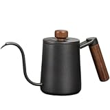 SOVIFKI コーヒーポット 目盛り コーヒー やかん 胡桃木柄 580ML ステンレス ブラック