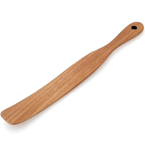 Skinny Wooden Spurtle for Sourdough Starter, Spreading, Baking, Mixing Sourdough Spoon Stirring Stick Teak Wood Bread Spatula for Cooking Utensils Flat Spurtles Kitchen Tools Scraper Jar Spatulas