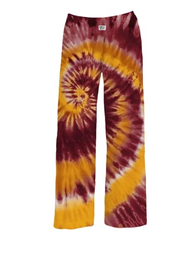 BRIEF INSANITY Unisex Lounge Pajama Pants – Soft, Loose-Fit, Maroon & Gold Tie-Dye (S-XXL)