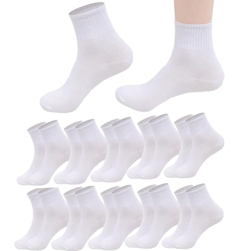 RICHBULL 10 Pairs Thin Crew Socks for Men & Women, Breathable Casual Athletic Ankle Socks