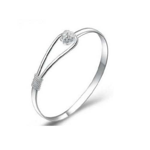 eKingstore Fashionable 925 Sterling Silver Flower Pattern Cuff Bangle Chain Bracelets (Amazing Design)
