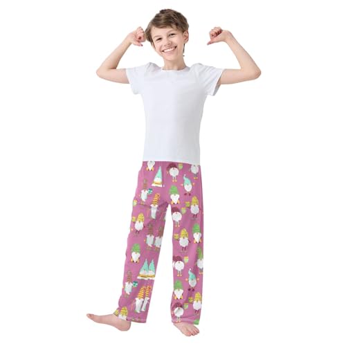 Lovely Cartoon Gnome Boys Long Pants Soft Trousers Elastic Waist Kids Lounge Bottoms with Pockets S-XL2
