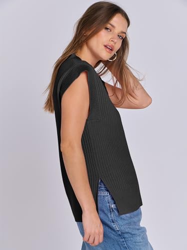 ANRABESS Womens V Neck Sweater Vest Oversized Sleeveless Tops Casual Ribbed Knit Loose 2025 Summer Tank Top Outfits Clothes4