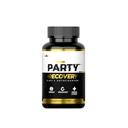 Party Recovery® - 45 Kapseln - Premium Anti Kater mittel mit 5-HTP & Melatonin - Dein After Party Booster - Elektrolyten - Rave Vitamins - Festival Support - Neurotoxicity protection