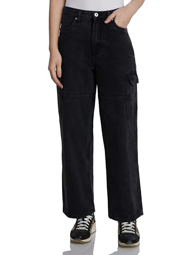 Image of Amazon Brand - Symbol Women's Wide Leg Cargo Jeans (High Rise | Ankle Length | Loose Baggy Fit) (Available in Plus Sizes)