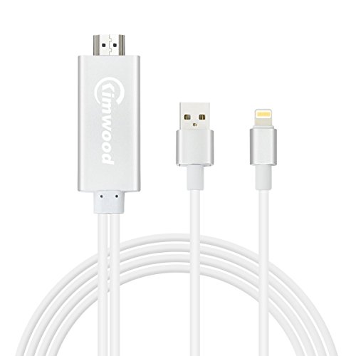 Cable Lightning a HDMI, Kimwood de 1,8 m iPhone a HDMI con resolución 1080P para iPhoneX/8/7 y Otros Dispositivos con Conector Lightning (Plug and Play)