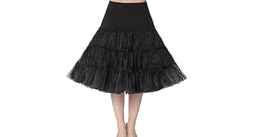 Boolavard TM 50\'s Petticoat Underskirt Retro Vintage Swing 1950\'s Rockabilly White, Black, Blue, Pink, Red Resealable Bag (Small/Medium 8-14, Black)