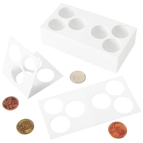 Coin Flips - 50 PCS Cardboard Holders for 2x2 inch Pockets CS07 (White Coin Flips Fits 2x2 inch grids, 3-Hole US Penny [Opening:20.5mm/0.8 in])