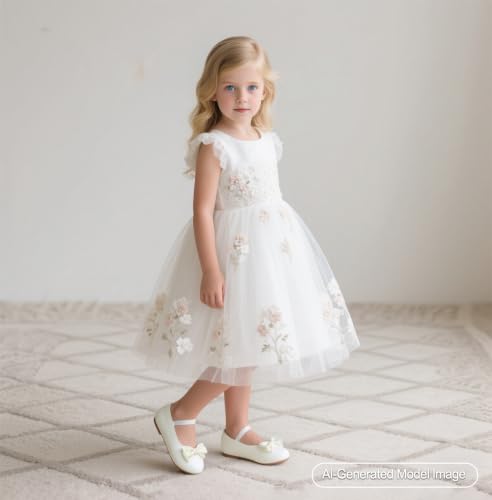 Image of PHIRAMIN Toddler Flower Girl Dress Shoes - Little Girl Ballet Flats Bow Wedding Party