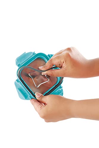 STEELLOCK Smart Stainless Steel Tiffin Lunch Box for Kids and Adults | Airtight & Leakproof | Square Tiffin Box for School & Office with Steel Lid | Turquoise 250 ml & 360 ml 1 pc Each