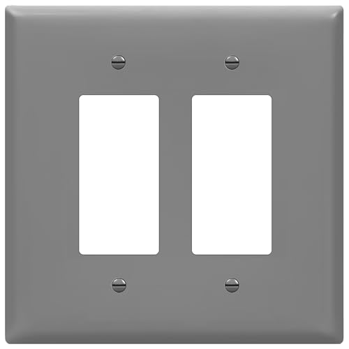 Image of ENERLITES 2-Gang Gray Oversize Decorator Switch Outlet Wall Plate Cover