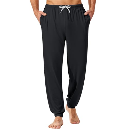 FQZWONG Men's Pajama Pants Lightweight Loungewear Comfy Jogger Sleep Pant Casual Long Pj Bottoms with Drawstring Pockets