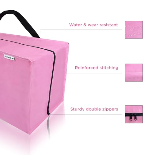 6 Pack Extra Large Moving Bags with Zippers, Backpack Straps & Reinforced Handles, Heavy Duty Storage Bags for Clothes, Moving, Space Saving, Pink